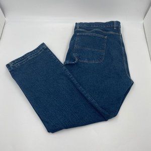 Men's Vintage Dark Wash Straight Leg Carpenter Jeans - Size 42x30 Measured